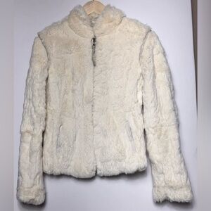 Vintage Iconic Rabbit Fur Coat Womens Size Small Creamy Off White Authentic